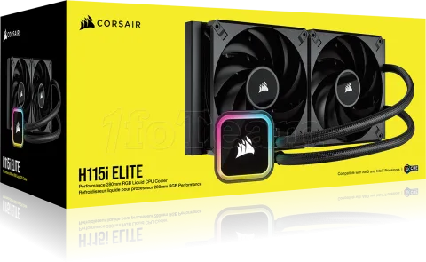 Photo de Kit Watercooling AIO Corsair iCue H115i Elite RGB - 280mm (Noir)