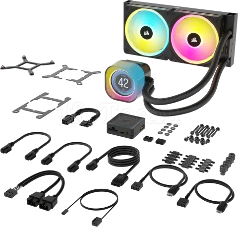 Photo de Kit Watercooling AIO Corsair iCue Link H100i LCD RGB - 240mm (Noir)