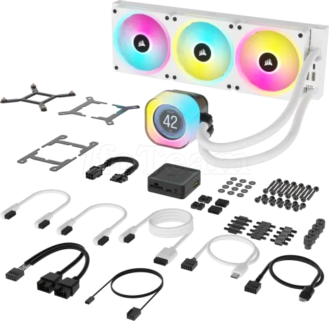 Photo de Kit Watercooling AIO Corsair iCue Link H150i LCD RGB - 360mm (Blanc)