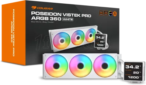 Photo de Kit Watercooling AIO Cougar Poseidon Vistek Pro RGB - 360mm (Blanc)