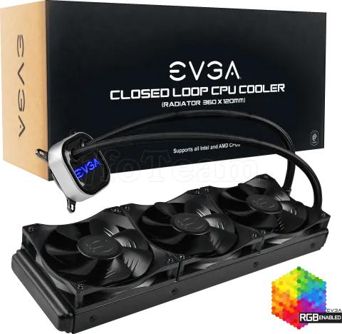 Photo de Kit Watercooling AIO EVGA CLC RGB - 360mm (Noir)