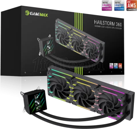 Photo de Kit Watercooling AIO Gamemax Hailstorm 360mm (Noir)