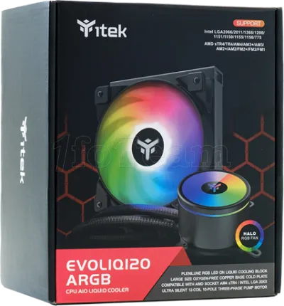 Photo de Kit Watercooling AIO iTek Evoliq RGB - 120mm (Noir)