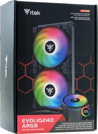 Photo de Kit Watercooling AIO iTek Evoliq RGB - 240mm (Noir)