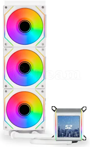 Photo de Kit Watercooling AIO Lian Li Galahad II LCD SL-Infinity RGB - 360mm (Blanc)