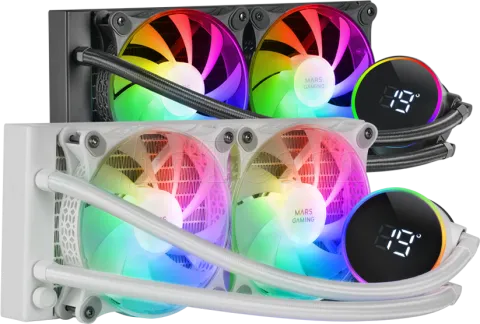 Photo de Kit Watercooling AIO Mars Gaming ML-LCD RGB - 240mm (Blanc)