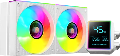 Photo de Kit Watercooling AIO Mars Gaming ML-LCDPro RGB - 240mm (Blanc)