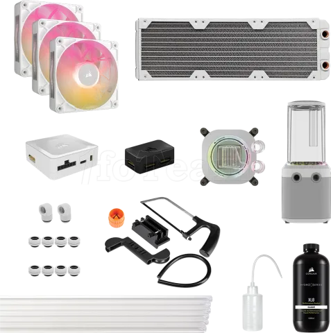 Photo de Kit Watercooling complet Corsair Hydro X iCue Link XH505i RX RGB - 360mm (Blanc)