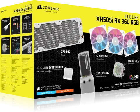 Photo de Kit Watercooling complet Corsair Hydro X iCue Link XH505i RX RGB - 360mm (Blanc)