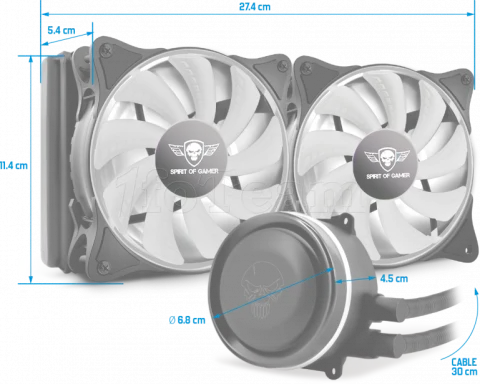 Photo de Kit Watercooling Spirit of Gamer LiquidForce RGB - 240mm (Noir)