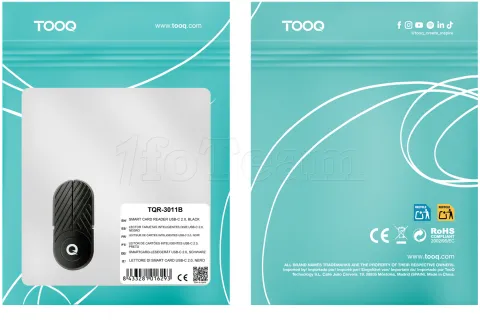 Photo de Lecteur de Cartes à puce TooQ TQR-3011B USB-C 2.0 (Noir)