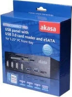 Photo de Lecteur de Cartes Akasa AK-ICR-27 5,25" Interne + 4x USB 2.0 + 2x USB 3.0 (Noir)