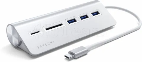 Photo de Lecteur de Cartes externe Satechi Type C + Hub USB 3.0 (Argent)