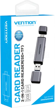 Photo de Lecteur de Cartes externe Vention USB 3.0 Type A, C (Gris)