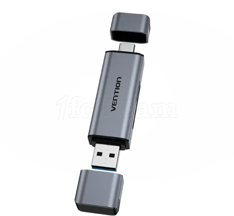 Photo de Lecteur de Cartes externe Vention USB 3.0 Type A/C (Gris)