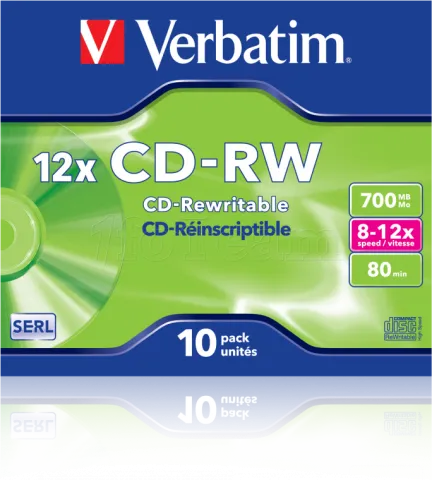 Photo de Lot de 10 CD-RW Verbatim 12x - 700Mo