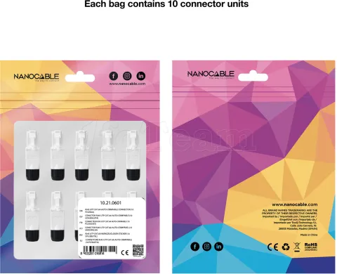 Photo de Lot de 10 connecteurs RJ45 Nanocable UTP catégorie 6A (Blanc)