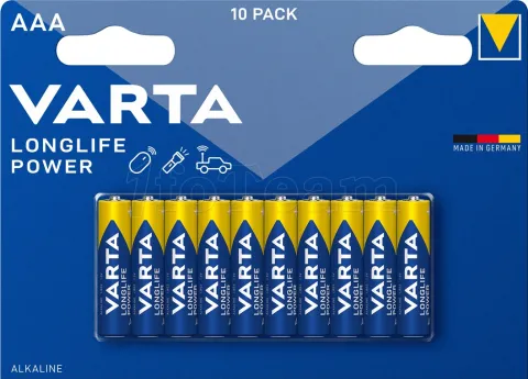 Photo de Lot de 10 piles Alcaline Varta Longlife Power type AAA (LR3) 1,5V