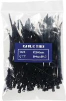 Photo de Lot de 100 Colliers plastique/Serre câble - 100x2,5mm (Noir)