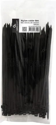 Photo de Lot de 100 Colliers plastique/Serre câble CableXpert - 150x3,6mm (Noir)