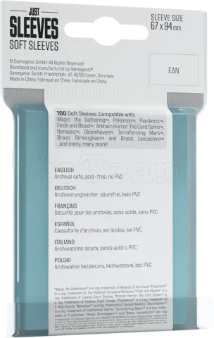 Photo de Lot de 100 Sleeves Just Sleeves 63x88mm Soft Sleeves