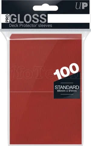 Photo de Lot de 100 Sleeves Ultra Pro Pro-Gloss Format Standard 66x91mm (Rouge)