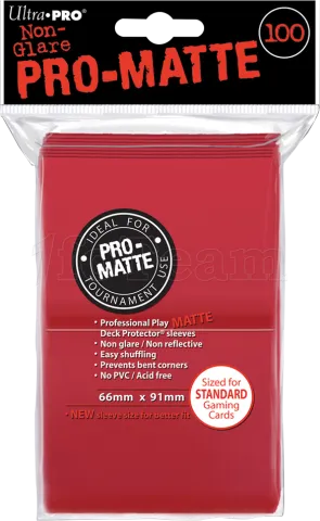 Photo de Lot de 100 Sleeves Ultra Pro Pro-Matte Format Standard 66x91mm (Rouge)