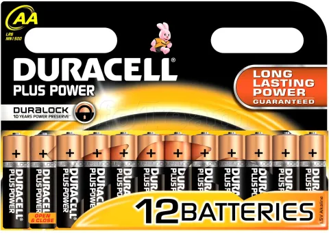 Photo de Lot de 12 piles Alcaline Duracell Plus Power type AA 1,5V (R03)