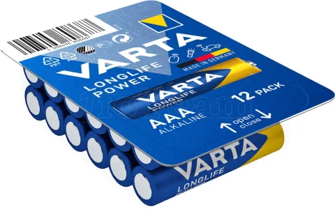 Photo de Lot de 12 piles Alcaline Varta Longlife Power type AAA (LR3) 1,5V