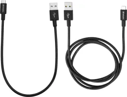 Photo de Lot de 2 Cables USB Verbatim Sync & Charge USB vers micro USB 1m et 0.3m (Noir)