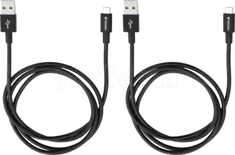 Photo de Lot de 2 Cables USB Verbatim Sync & Charge USB vers micro USB 1m (Noir)