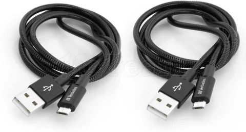 Photo de Lot de 2 Cables USB Verbatim Sync & Charge USB vers micro USB 1m (Noir)