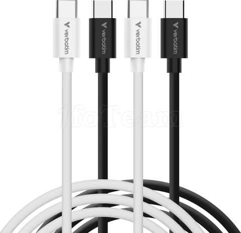 Photo de Lot de 2 cables Verbatim Essentials Sync & Charge USB-C 60W M/M 1m (Noir/Blanc)