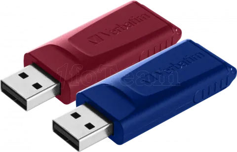 Photo de Lot de 2 Clés USB 2.0 Verbatim Slider - 32Go (Bleu/Rouge)