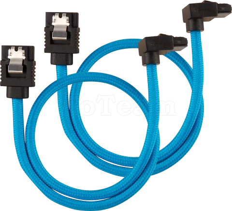 Photo de Lot de 2 Nappes S-ATA Corsair Premium coudé 90° 30cm (Bleu)