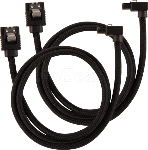 Photo de Lot de 2 Nappes S-ATA Corsair Premium coudé 90° 60cm (Noir)