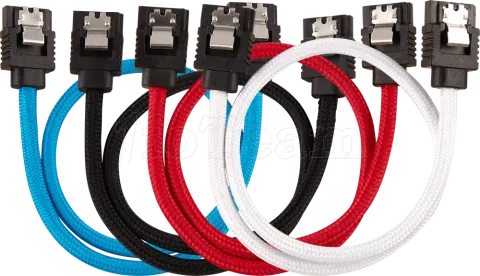 Photo de Lot de 2 Nappes S-ATA Corsair Premium coudé 90° 60cm (Noir)