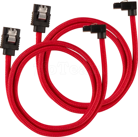 Photo de Lot de 2 Nappes S-ATA Corsair Premium coudé 90° 60cm (Rouge)