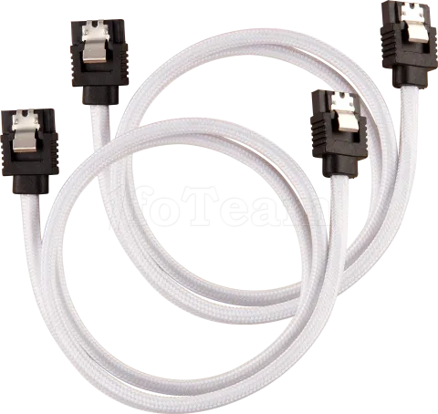 Photo de Lot de 2 Nappes S-ATA Corsair Premium droit 60cm (Blanc)