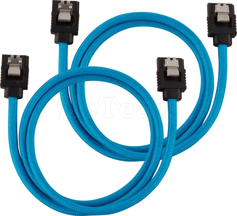 Photo de Lot de 2 Nappes S-ATA Corsair Premium droit 60cm (Bleu)