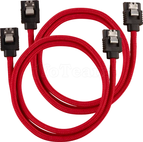 Photo de Lot de 2 Nappes S-ATA Corsair Premium droit 60cm (Rouge)