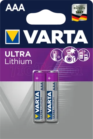 Photo de Lot de 2 piles Lithium Varta type AAA 1,5V (R03)