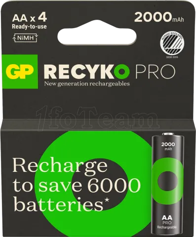 Photo de Lot de 2 piles rechargeables GP Batteries ReCyko Pro type AA (LR6) 2000mAh