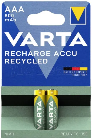 Photo de Lot de 2 piles rechargeables Varta Recharge Accu Recycled type AAA (LR3) 800mAh