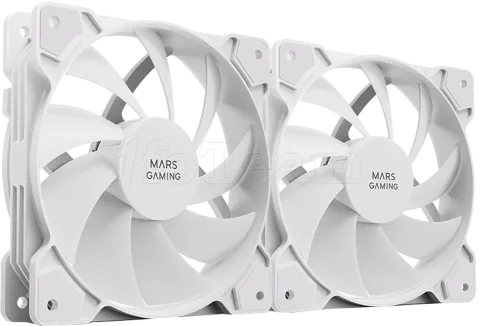 Photo de Lot de 2 Ventilateurs boitier Mars Gaming MF-PWMX2 - 12cm (Blanc)