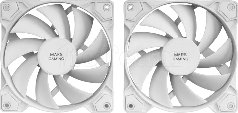 Photo de Lot de 2 Ventilateurs boitier Mars Gaming MF-PWMX2 - 12cm (Blanc)