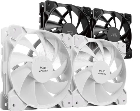 Photo de Lot de 2 Ventilateurs boitier Mars Gaming MF-PWMX2 - 12cm (Blanc)