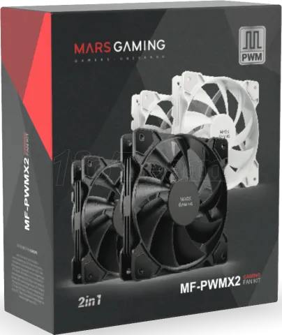 Photo de Lot de 2 Ventilateurs boitier Mars Gaming MF-PWMX2 - 12cm (Noir)