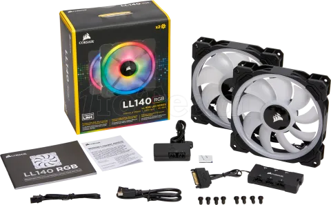 Photo de Lot de 2 Ventilateurs de boitier Corsair Dual Light Loop LL140 RGB - 14cm (Noir)