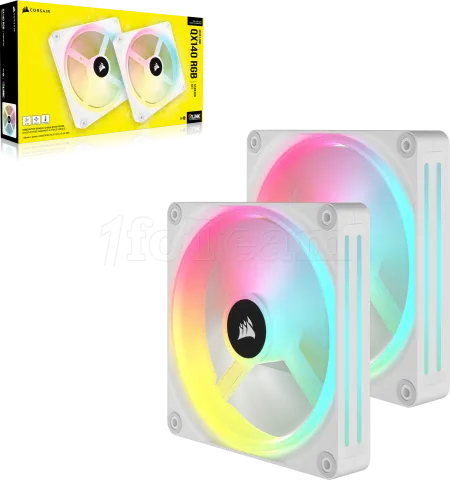 Photo de Lot de 2 Ventilateurs de boitier Corsair iCue Link QX RGB - 14cm (Blanc)